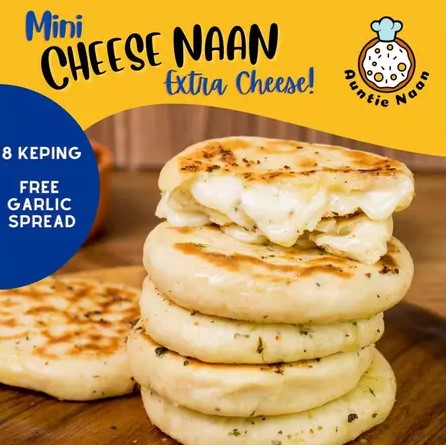 AUNTIE NAAN MINI CHEESE NAAN WITH GARLIC SPREAD (8PCS)