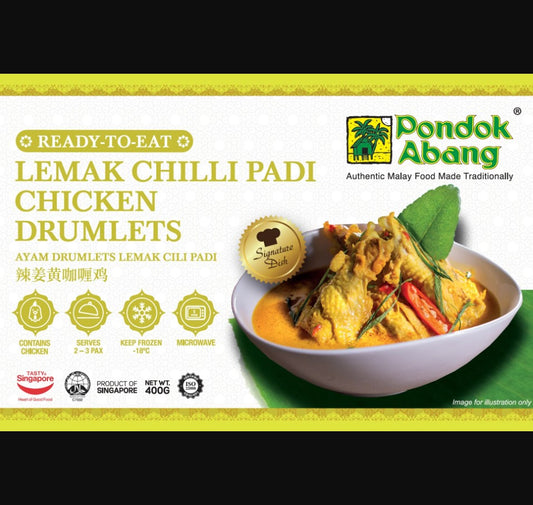 PONDOK ABANG LEMAK CHILLI PADI CHICKEN DRUMLET 400GM