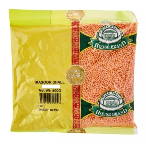 HOUSE BRAND MASOOR DHALL WHOLE 500G