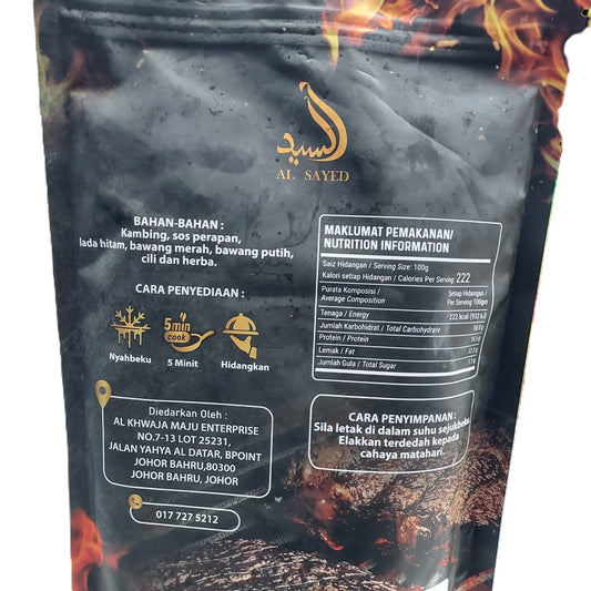 AL SAYED KAMBING PERAP 500g + BLACKPEPPER & GARLIC SAUCE