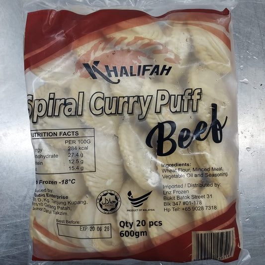 KHALIFAH SPIRAL CURRY PUFF BEEF (20PCS) 600G