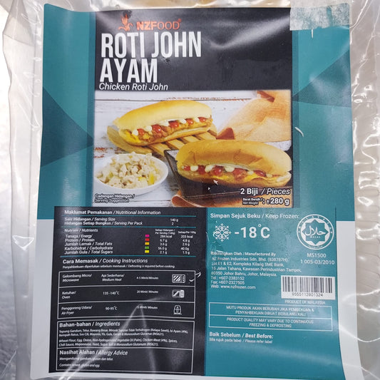NZ FOOD ROTI JOHN AYAM (2 PCS) 280G