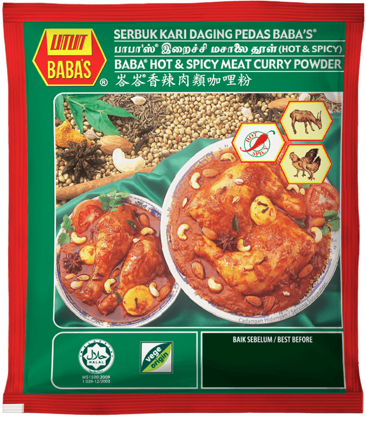 BABAS HOT & SPICY MEAT CURRY POWDER 250G